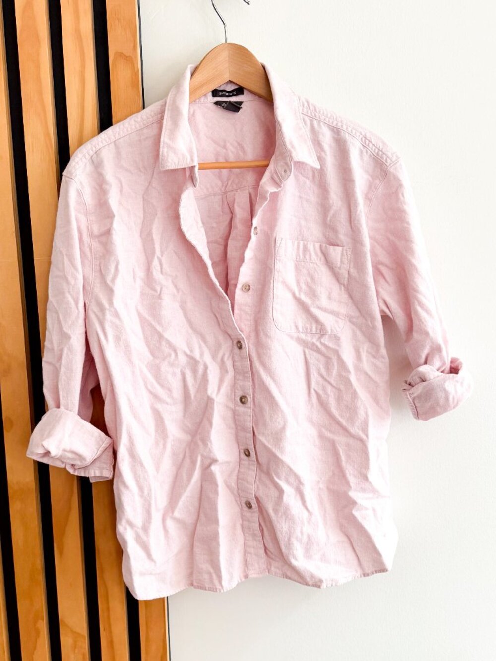 Eddie Bauer Women's Boyfriend Fit 100% Cotton Pink Button up Shirt (PL)